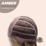 JBEXTENSION 21 Inches Straight Champagne Gold Pre-Cut T Part Snowflake Lace Frontlace Glueless Wig AMBER CHAMPAGNE GOLD【BENDY EAR TABS】