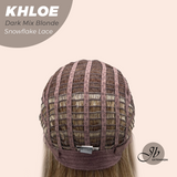 JBEXTENSION 12 Inches Bob Cut Dark Mix Blonde Pre-Cut Snowflake Lace Frontlace Glueless Wig KHLOE DARK MIX BLONDE【PERMATEASE】【BENDY EAR TABS】- M/L