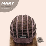 JBEXTENSION 14 Inches Mix Blonde Pre-Cut Side Part Snowflake Lace Frontlace Glueless Wig MARY MIX BLONDE【BENDY EAR TABS】