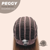 JBEXTENSION 19 Inches Long Straight Honey Brown Pre-Cut Side Part Snowflake Lace Frontlace Glueless Wig PEGGY HONEY BROWN【BENDY EAR TABS】