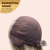 JBEXTENSION SAMANTHA MONO Full Monofilament Handmade Full Lace Full Hand Tied Wig 17 Inches Mix Blonde Mono Lace Handmade Futura Fiber Wig with Anti-slip Silicone Strips Glueless Wig SAMANTHA MONO MIX BLONDE【BENDY EAR TABS】