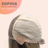 JBEXTENSION 12 Inches Mix Blonde Pre-Cut Free Part Frontlace Glueless Real Human Hair Wig SOPHIA MIX BLONDE - Close Weft【BENDY EAR TABS】