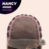 JBEXTENSION NANCY MONO Monofilament Handmade Wig 6X5 Full Monofilament Hand Tied Top Wig 14 Inches Dark Brown Curly Mono Lace Wig Glueless Black Sapphire Wig NANCY MONO - BLACK SAPPHIRE【BENDY EAR TABS】