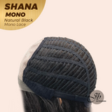 JBEXTENSION SHANA MONO Monofilament Handmade Wig 6X5 Full Monofilament Hand Tied Top Wig 10 Inches Natural Black Mono Lace Handmade Futura Fiber Wig With Anti-slip Silicone Strips Glueless Wig SHANA MONO NATURAL BLACK【BENDY EAR TABS】