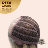 JBEXTENSION RITA MONO Monofilament Handmade Wig 6X5 Full Monofilament Hand Tied Top Wig 14 Inches Curly Mix Blonde Mono Lace Wig with Anti-slip Silicone Strips Glueless Wig RITA MONO - MIX BLONDE【BENDY EAR TABS】