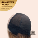 JBEXTENSION SAMANTHA MONO Full Monofilament Handmade Full Lace Full Hand Tied Wig 17 Inches Light Chocolate Mono Lace Handmade Futura Fiber Wig with Anti-slip Silicone Strips Glueless Wig SAMANTHA MONO LIGHT CHOCOLATE【BENDY EAR TABS】