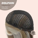 JBEXTENSION 12 Inches Bob Cut Mix Color With Blonde Brown Highlight Free Part Pre-Cut Frontlace Wig DOLPHIN CAPPUCCINO