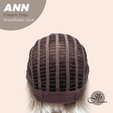 JBEXTENSION 10 Inches Cream Grey Pre-Cut Side Part Snowflake Lace Frontlace Glueless Wig ANN CREAM GREY【BENDY EAR TABS】