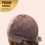 JBEXTENSION FEDE MONO Full Monofilament Handmade Full Lace Full Hand Tied Wig 19 Inches Wave Caramel Mono Lace Handmade Futura Fiber Wig with Anti-slip Silicone Strips Glueless Wig FEDE MONO - CARAMEL【BENDY EAR TABS】