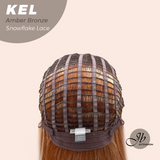 JBEXTENSION 22 Inches Amber Bronze Pre-Cut Snowflake Lace Frontlace Glueless Wig KEL AMBER BRONZE【PERMATEASE】【BENDY EAR TABS】- M/L