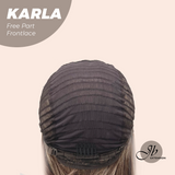JBEXTENSION 22 Inches Brown Highlight Wave Fiber X, Tangle Less Pre-Cut Free Part Frontlace Glueless Wig KARLA【FIBER X】