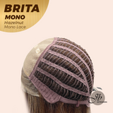 JBEXTENSION BRITA MONO Monofilament Handmade Wig 6X5 Full Monofilament Hand Tied Top Wig 22 Inches Hazelnut Mono Lace Wig with Anti-slip Silicone Strips Glueless Wig BRITA MONO HAZELNUT【BENDY EAR TABS】