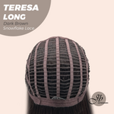 JBEXTENSION 22 Inches Long Dark Brown Pre-Cut Snowflake Lace Frontlace Glueless Wig TERESA LONG DARK BROWN【PERMATEASE】【BENDY EAR TABS】- M/L