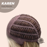 JBEXTENSION 18 Inches Dark Blonde Pre-Cut T Part Snowflake Lace Frontlace Glueless Wig KAREN DARK BLONDE【BENDY EAR TABS】