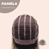 JBEXTENSION 18 Inches Curly Smog Ash Grey Pre-Cut Side Part Snowflake Lace Frontlace Glueless Wig PAMELA SNOWFLAKE【BENDY EAR TABS】