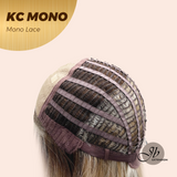 JBEXTENSION KC MONO Monofilament Handmade Wig 6X5 Full Monofilament Hand Tied Top Wig 18 Inches Curly Mix Blonde Mono Lace Wig with Anti-slip Silicone Strips Glueless Wig KC MONO【BENDY EAR TABS】