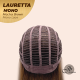 JBEXTENSION LAURETTA MONO Monofilament Handmade Wig 6X5 Full Monofilament Hand Tied Top Wig 17 Inches Mocha Brown Mono Lace Wig with Anti-slip Silicone Strips Glueless Wig LAURETTA MONO - MOCHA BROWN【BENDY EAR TABS】