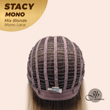 JBEXTENSION STACY MONO Monofilament Handmade Wig 6X5 Full Monofilament Hand Tied Top Wig 18 Inches Mix Blonde Mono Lace Wig with Anti-slip Silicone Strips Glueless Wig STACY MONO - MIX BLONDE【BENDY EAR TABS】
