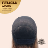 JBEXTENSION FELICIA MONO Full Monofilament Handmade Full Lace Full Hand Tied Wig 11 Inches Pine Cones Mono Lace Handmade Futura Fiber Wig with Anti-slip Silicone Strips Glueless Wig FELICIA MONO - PINE CONES【BENDY EAR TABS】