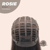 JBEXTENSION 16 Inches Brown Curly Women Pre-Cut Frontlace Glueless Wig with Bangs ROSIE BROWN