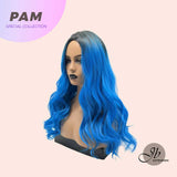 JBEXTENSION 20 Inches Curly Light Blue With Dark Root Wig PAM