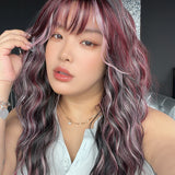 [PRE-ORDER] JBEXTENSION 22 Inches Scalpiana Long Wave Raspberry 3.5X4 Hard Silky Top Natural Scalp Effect Wig with Bangs OSSIE RASPBERRY