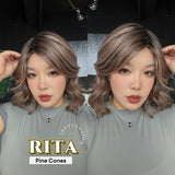 JBEXTENSION RITA MONO Monofilament Handmade Wig 6X5 Full Monofilament Hand Tied Top Wig 14 Inches Curly Pine Cones Mono Lace Wig with Anti-slip Silicone Strips Glueless Wig RITA MONO - PINE CONES【BENDY EAR TABS】