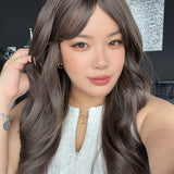 JBEXTENSION 24 Inches Curly Cold Brown Wig with Bangs ROSITA COLD BROWN