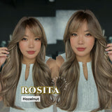 JBEXTENSION 24 Inches Curly Hazelnut Wig with Bangs ROSITA HAZELNUT