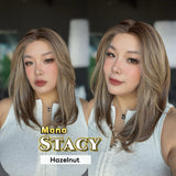 JBEXTENSION STACY MONO Monofilament Handmade Wig 6X5 Full Monofilament Hand Tied Top Wig 18 Inches Hazelnut Mono Lace Wig with Anti-slip Silicone Strips Glueless Wig STACY MONO - HAZELNUT【BENDY EAR TABS】