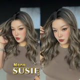 JBEXTENSION SUSIE MONO Monofilament Handmade Wig 6X5 Full Monofilament Hand Tied Top Wig 16 Inches Curly Dark Hazelnut Mono Lace Wig with Anti-slip Silicone Strips Glueless Wig SUSIE MONO【BENDY EAR TABS】