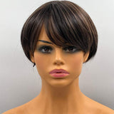 JBEXTENSION 8 Inches Pixie Cut Black Mix Brown Color Wig LILLIAN