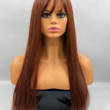 JBEXTENSION 28 Inches Long Straight Mix Dark Copper Red Wig MARTINA