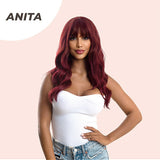 JBEXTENSION 22 Inches Red Body Wave Wig With Bangs ANITA