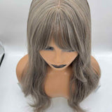 JBEXTENSION 24 Inches Wave Light Grey Wig With Bangs JASMINE