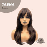 JBEXTENSION 24 Inches Wolf Cut Brown Women Wig With Bangs TASHA BROWN