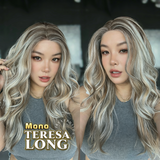 JBEXTENSION TERESA LONG MONO Full Monofilament Wig 24 Inches Wave Silver Sand Blonde Full Mono Lace Glueless with Anti-slip Silicone Strips Wig TERESA LONG MONO - SILVER SAND BLONDE【BENDY EAR TABS】