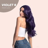 JBEXTENSION 26 Inches Dark Purple Color Long Curly Frontlace Wig VIOLET S