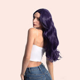 JBEXTENSION 26 Inches Dark Purple Color Long Curly Frontlace Wig VIOLET S