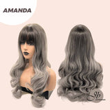 JBEXTENSION 26 Inches Grey Curly Fashion Women Wig With Bangs AMANDA