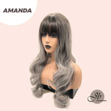 JBEXTENSION 26 Inches Grey Curly Fashion Women Wig With Bangs AMANDA