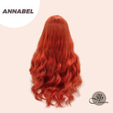 JBEXTENSION 28 Inches Long Body Wave Copper Wig With Bangs ANNABEL