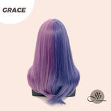 JBEXTENSION 20 pulgadas recta bicolor violeta y lila peluca de moda para mujer GRACE