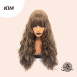 JBEXTENSION Peluca extra rizada de 25 pulgadas, color marrón con mechas, peluca para mujer KIM