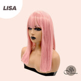 JBEXTENSION Peluca de moda para mujer recta rosa de 18 pulgadas con flequillo LISA