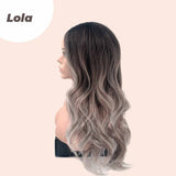 JBEXTENSION 25 Inches Long Curly Dark Brown With Grey Meches Hair Wig LOLA
