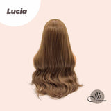 JBEXTENSION 25 Inches Curly Light Brown Wig With Bangs LUCIA