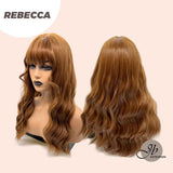 JBEXTENSION 24 Inches Wave Dark Copper Fashion Wig With Bangs REBECCA