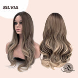 JBEXTENSION 25 Inch Blonde Long Curly Wig Ombre Wave Wig SILVIA