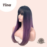 JBEXTENSION 22 Inches Nature Straight Black Root With Purple Hair Wig TINA